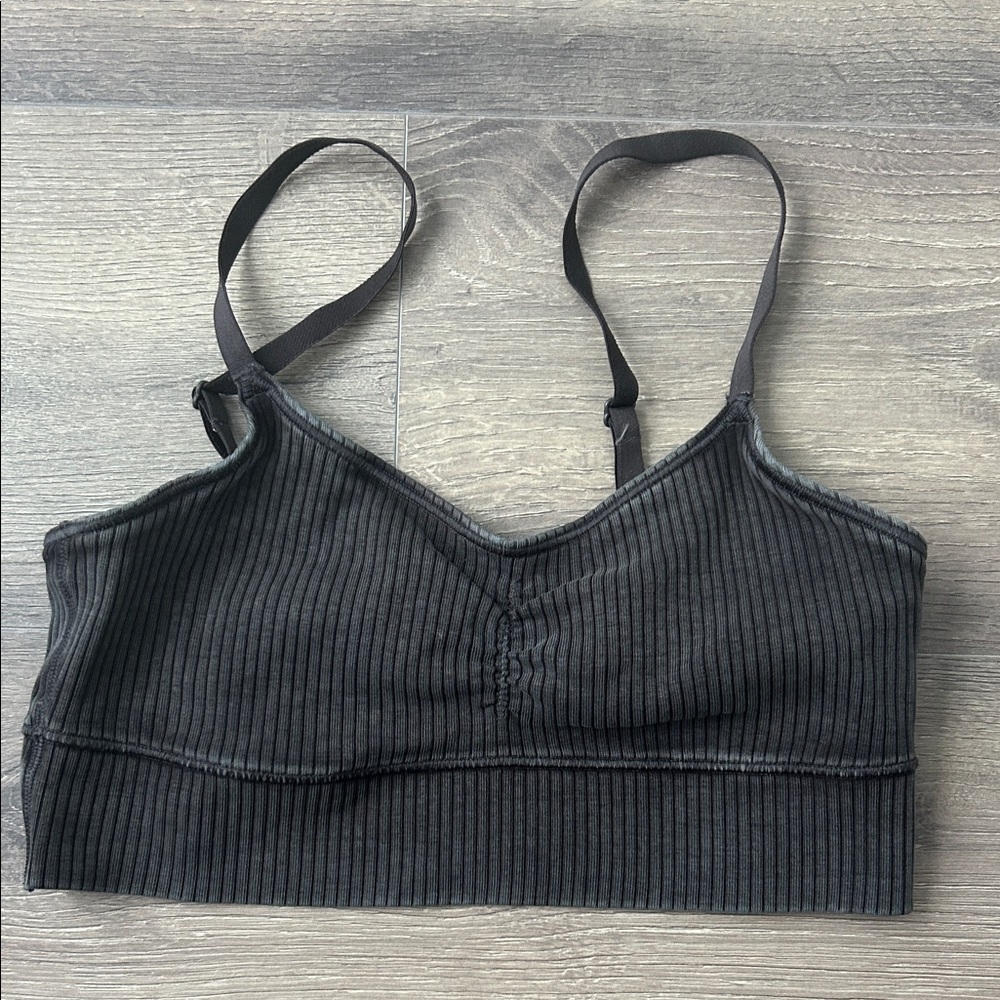 Aerie Black Ribbed Bandeau